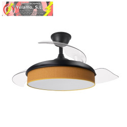 VENTILADOR DC MODA 72W NEGRO/NARANJA 108D 3ASPAS 7200LM 3000-4000-6000K REMOTO+MEMORIA+TEMPORIZADOR