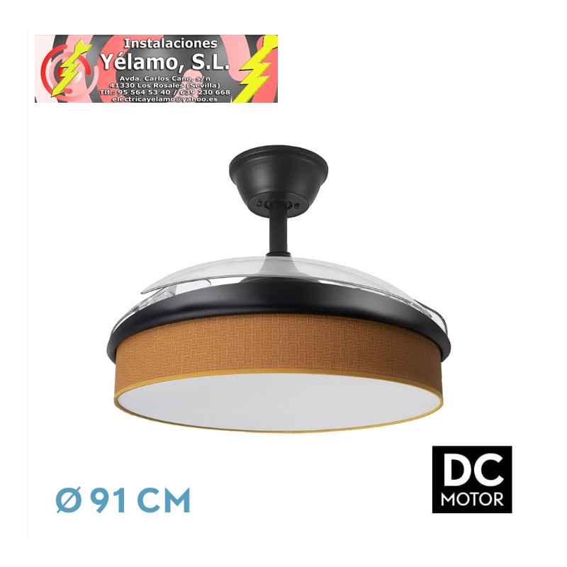 VENTILADOR DC MODA 72W NEGRO/NARANJA 91D 3ASPAS 7200LM 3000-4000-6000K REMOTO+MEMORIA+TEMPORIZADOR