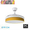 VENTILADOR DC MODA 72W BLANCO/AMARILLO 91D 3ASPAS 7200LM 3000-4000-6000K REMOTO+MEMORIA+TEMPORIZADOR