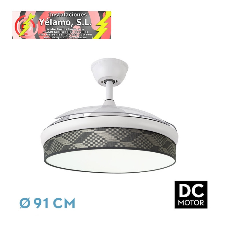 VENTILADOR DC MODA 72W BLANCO/TETRIS GRIS 91D 3ASPAS 7200LM 3000-4000-6000K REMOTO+MEMORIA+TEMPORIZADOR