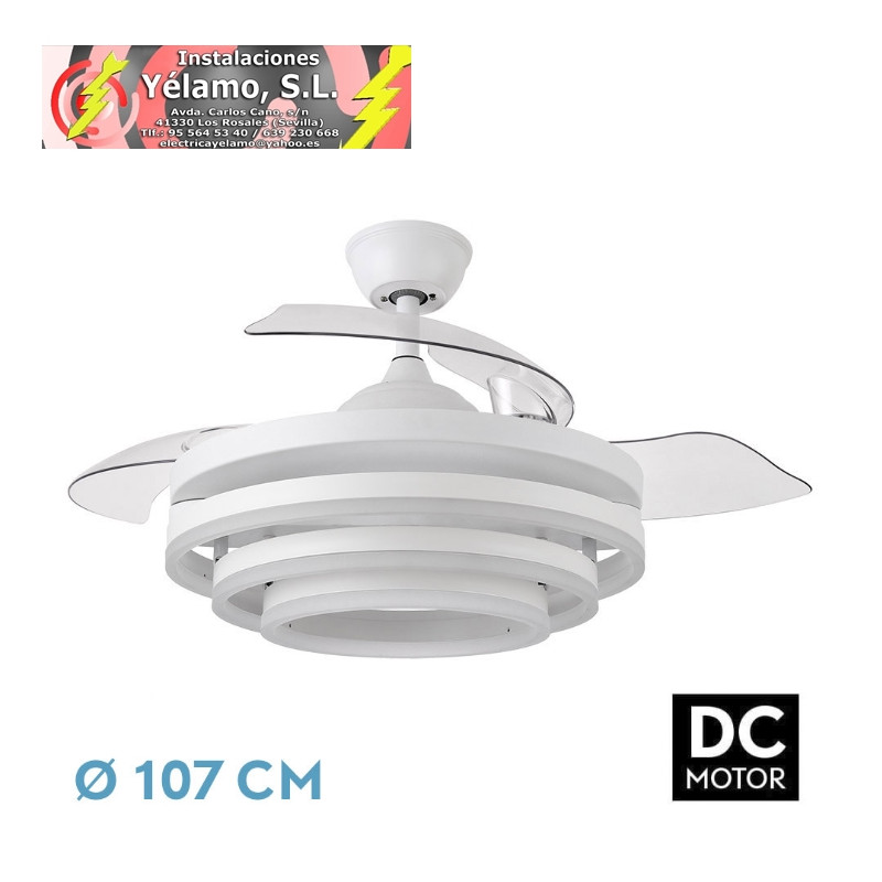 VENTILADOR 72W DC KAI BLANCO 3 ASPAS TRANSP. 6VEL 3COLORES 43/58X50/107 C/REMOTO,MEMORIA Y TEMP.6120LM