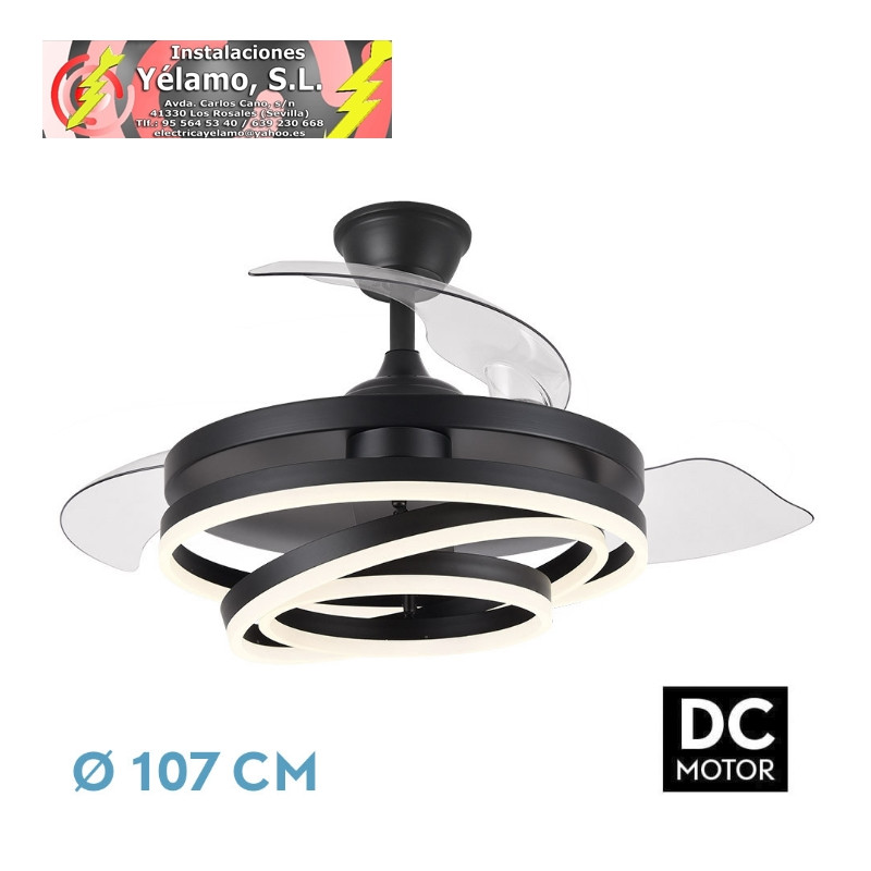 VENTILADOR 72W DC KAI NEGRO 3 ASPAS TRANSP. 6VEL. 3 COLORES 43/58X50/107 C/REMOTO,MEMORIA Y TEMP. 6120LM