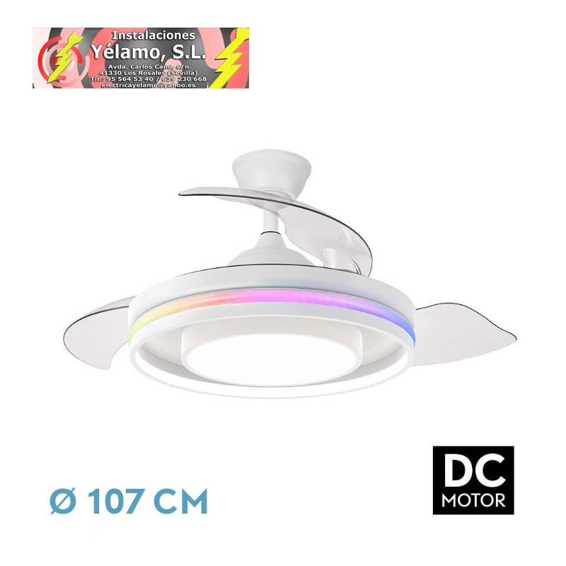 VENTILADOR DC PITUFO 57W BLANCO 3ASP107D 3990LM RGB 3000-4500-6500K REG.INTENSIDAD+REMOTO+MEMORIA+TEMPORIZADOR