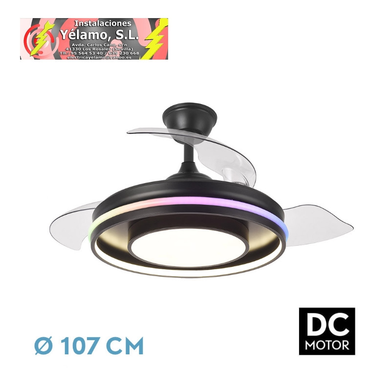 VENTILADOR DC PITUFO 57W NEGRO 3ASPAS 107D 3990LM REG 3000-4500-6500K REG.INTENSIDAD+REMOTO+MEMORIA+TEMPORIZADOR