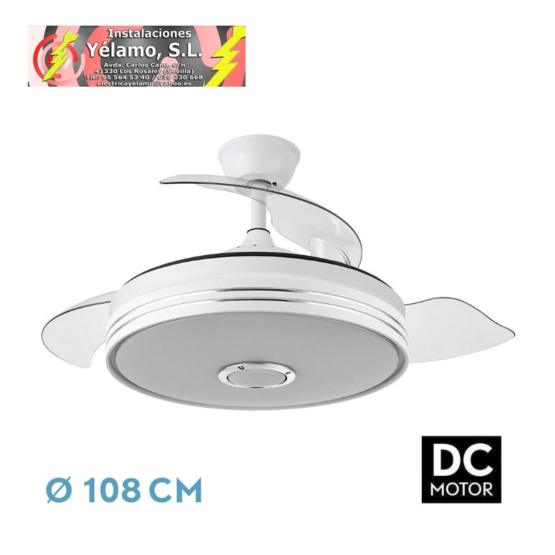 VENTILADOR DC MATANUSKA 72W 6120LM BLANCO BLUETOOTH 32/47X55/108D. 3ASPAS DESP. 6 VELOCIDADES 3 COLORES