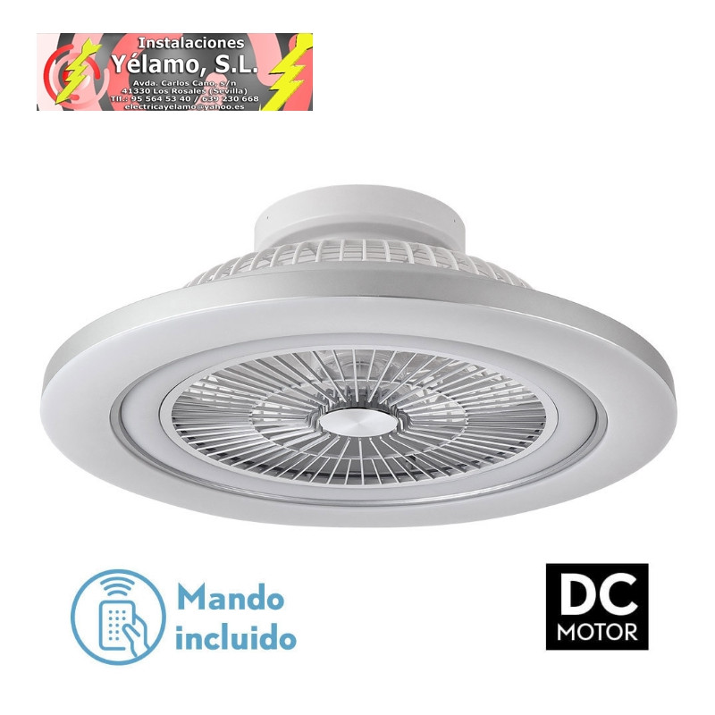 VENTILADOR 72W DC MATO NIQUEL 5ASPAS TRANSP. 22X58X58cm 6VEL. 3 COLORES C/REMOTO,MEMORIA,TEMPORIZ Y REG.INTENSIDAD 6120LM