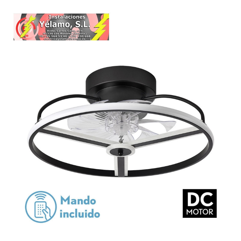 VENTILADOR 60W DC BORA NEGRO 8 ASPAS TRANSP. 21X50X50cm 6 VEL. 3 COLORES C/REMOTO, MEMORIA, TEMPORIZADOR Y REG.INTENSIDAD 5100LM