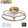 VENTILADOR 60W DC BORA DORADO 8 ASPAS TRANSP.21X50X50cm 6VEL. 3 COLORES C/REMOTO, MEMORIA, TEMPORIZADOR Y REG.INTENSIDAD 5100LM