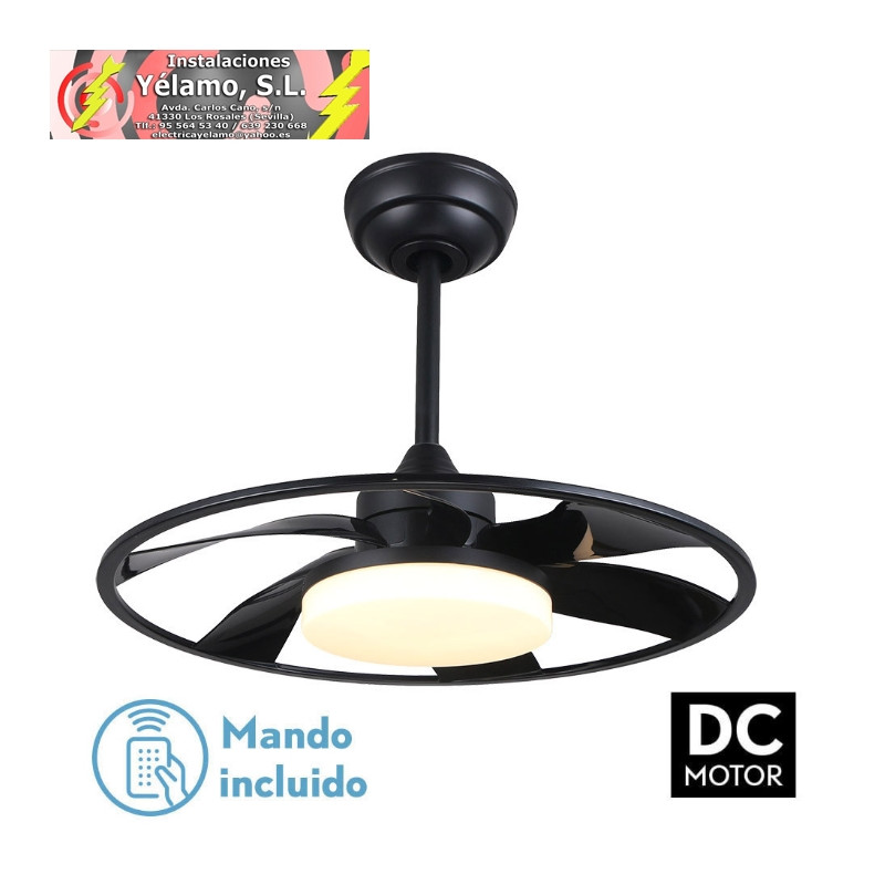 VENTILADOR DC CELSIUS 26W NEGRO 6 ASPAS 55D 2950LM 3000-4000-6500K 6VEL. REMOTO, MEMORIA Y TEMPORIZADOR