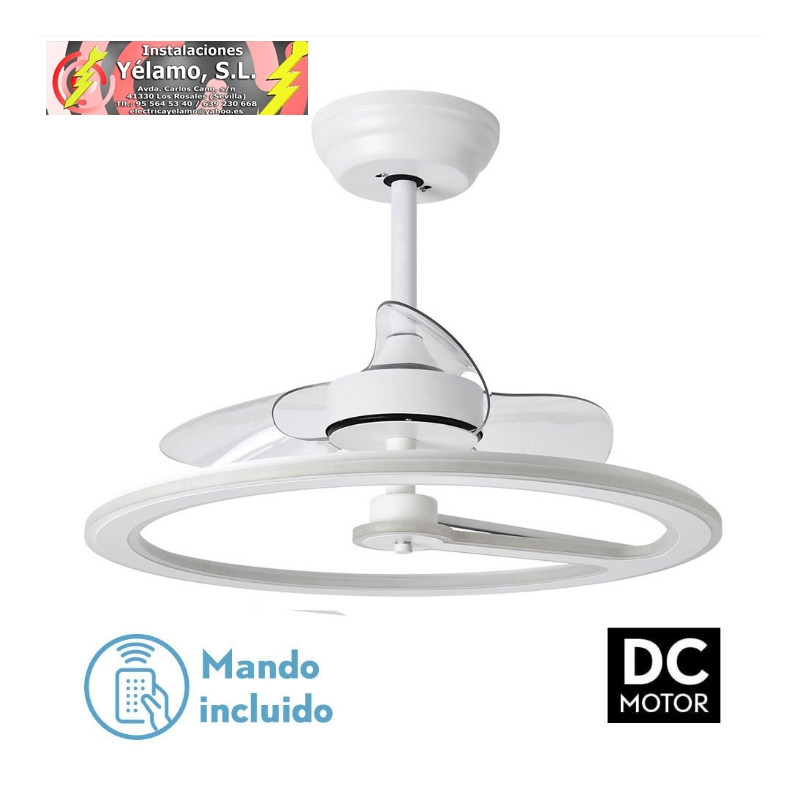 VENTILADOR 110W DC CHOM BLANCO 3ASP.TRANSP. 46/66X62X62cm 6VEL. 3 COLORES C/REMOTO, MEMORIA Y TEMPORIZADOR 9350LM