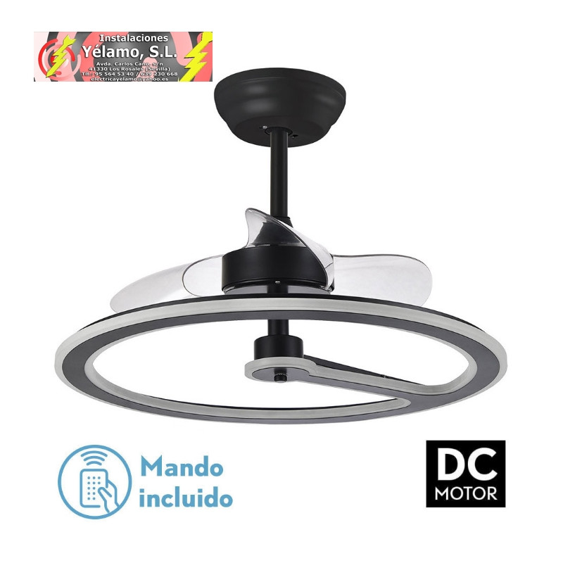 VENTILADOR 110W DC CHOM NEGRO 3 ASPAS TRANSP. 46/66X62X62cm 6VEL. 3 COLORES C/REMOTO, MEMORIA Y TEMPORIZADOR 9350LM