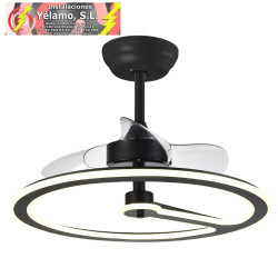 VENTILADOR 110W DC CHOM NEGRO 3 ASPAS TRANSP. 46/66X62X62cm 6VEL. 3 COLORES C/REMOTO, MEMORIA Y TEMPORIZADOR 9350LM