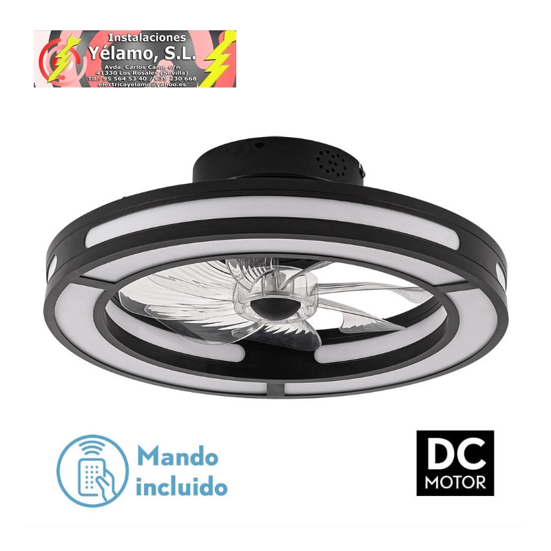 VENTILADOR 110W DC CHOM NEGRO 3 ASPAS TRANSP. 46/66X62X62cm 6VEL. 3 COLORES C/REMOTO, MEMORIA Y TEMPORIZADOR 9350LM
