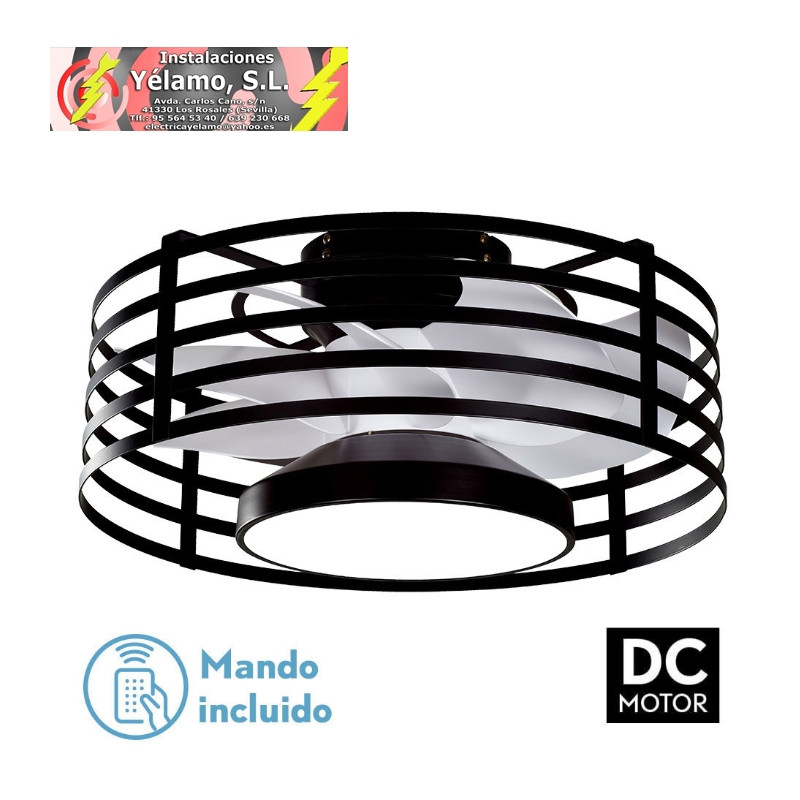 VENTILADOR 22W DC XALOC NEGRO 7ASPAS BLANCAS 6VEL 3000-4000-6500 28X57,8X57,8cm C/REMOTO, MEMORIA Y TEMPORIZADOR