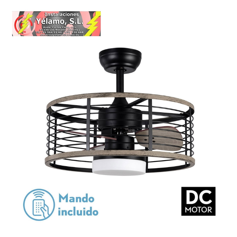 VENTILADOR DC 24W PELLA NEGRO/MADERA 3 ASPAS 50D 2540LM 6 VELOCIDADES 3000-4000-6000K C/REMOTO, MEMORIA Y TEMPORIZADOR