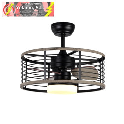VENTILADOR DC 24W PELLA NEGRO/MADERA 3 ASPAS 50D 2540LM 6 VELOCIDADES 3000-4000-6000K C/REMOTO, MEMORIA Y TEMPORIZADOR