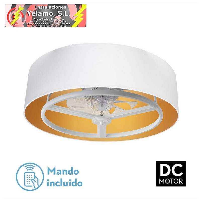 VENTILADOR DC ANUSKA 60W BLANCO/ORO 8 ASPAS 6 VELOC. 70D 5100LM 3COL REMOTO,MEMORIA,REG.INTENSIDAD,TEMPORIZADOR