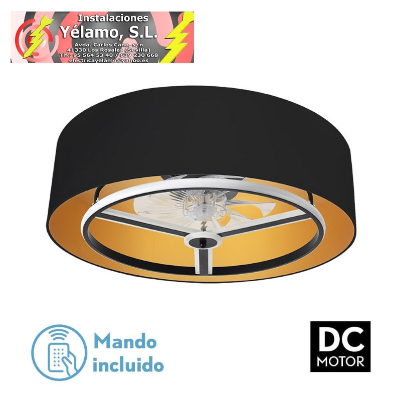VENTILADOR DC ANUSKA 60W NEGRO/ORO 8 ASPAS 6 VELOC. 70D 5100LM 3 COLORES REMOTO,MEMORIA,REG.INTENSIDAD,TEMPORIZADOR