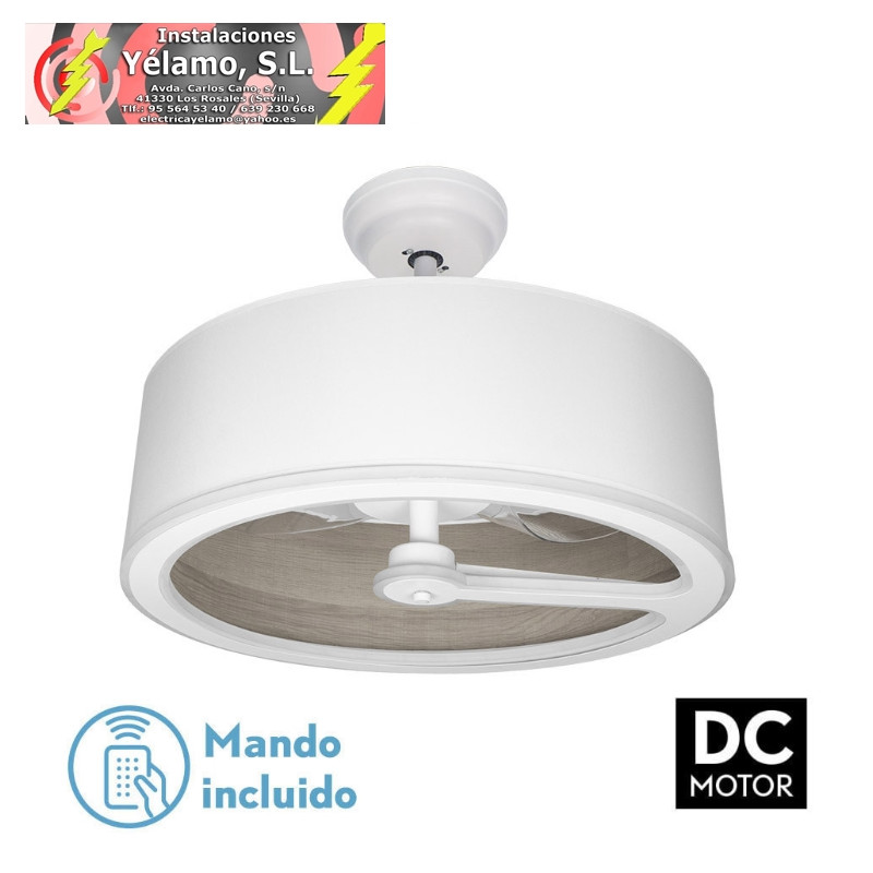 VENTILADOR DC TATIANA 110W BLANCO/MAD.GRIS 3 ASPAS 62D 3000-4000-6000K 9350LM REMOTO,MEMORIA,TEMPORIZADOR