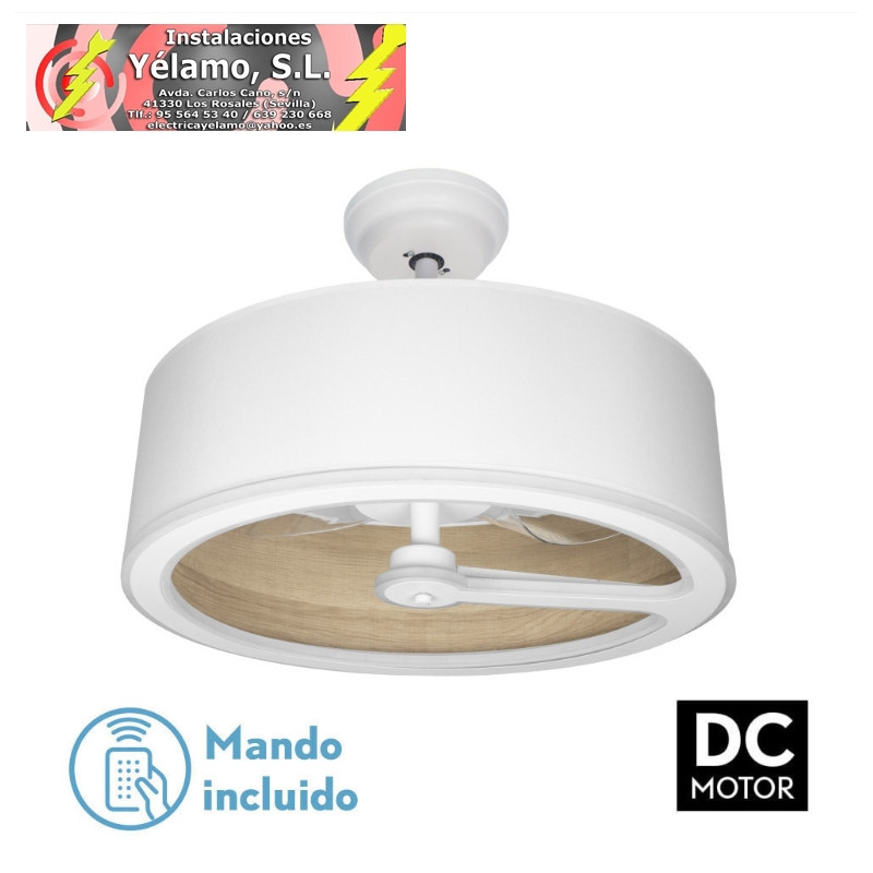 VENTILADOR DC TATIANA 110W BLANCO/MAD.CLARA 3 ASPAS 62D 3000-4000-6000K 9350LM REMOTO,MEMORIA,TEMPORIZADOR