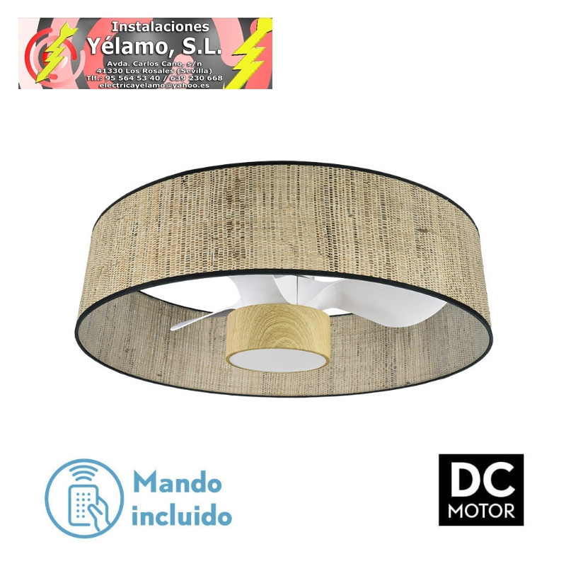 VENTILADOR DC 24W NATASHA CAÑIZO/BLANCO-HAYA 70D 3 ASPAS 6VEL. 2390LM 3 ASPAS 6VEL. 2390LM 3 COLORES REMOTO,MEMORIA,TEMPORIZADOR