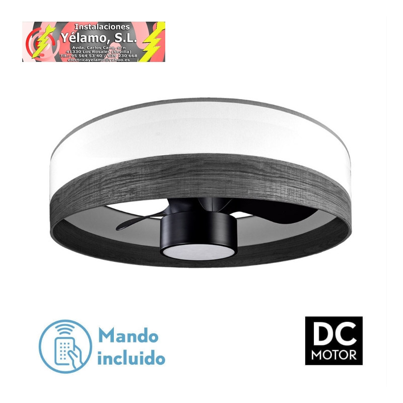 VENTILADOR DC 24W OLGA BLANCO/MAD.NEGRA-NEGRO 3 ASPAS 6 VEL. 2390LM 3 COLORES,REMOTO,MEMORIA,TEMPORIZADOR 70D