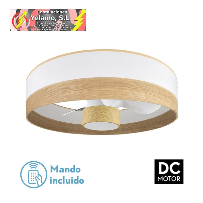 VENTILADOR DC 24W OLGA BLANCO/MAD.CLARA-HAYA 3 ASPAS 6VEL. 2390LM 3 COLORES,REMOTO,MEMORIA,TEMPORIZADOR 70D