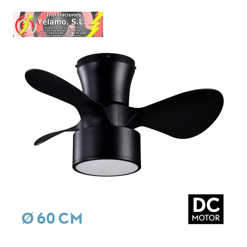 VENTILADOR DC 24W KOS NEGRO 3 ASPAS 60D 6 VEL. 2390LM 3000-4500-6000K C/REMOTO, MEMORIA Y TEMPORIZADOR