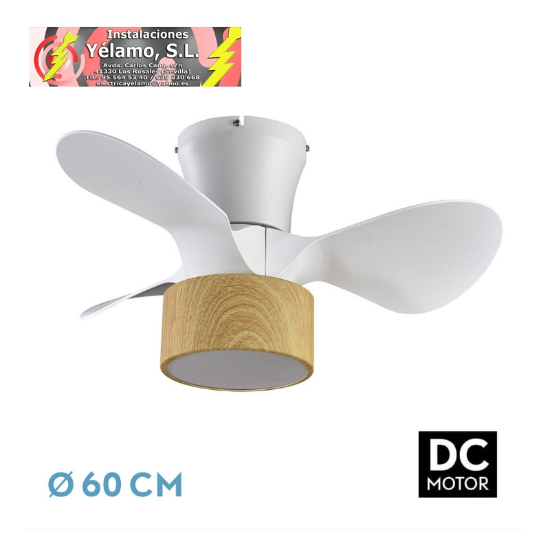 VENTILADOR DC 24W KOS BLANCO/HAYA 3 ASPAS 60D 6 VEL. 2390LM 3000-4500-6000K C/REMOTO, MEMORIA Y TEMPORIZADOR