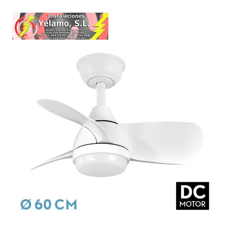 VENTILADOR DC 24W PIRDO BLANCO 3 ASPAS 60D 2400LM 6VEL. 3000-4500-6000K C/REMOTO, MEMORIA Y TEMPORIZADOR