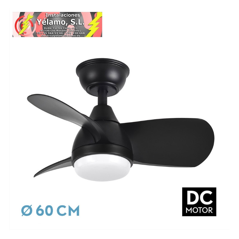 VENTILADOR DC 24W PIRDO NEGRO 3 ASPAS 60D 2400LM 6 VELOCIDADES 3000-4500-6000K C/REMOTO, MEMORIA Y TEMPORIZADOR