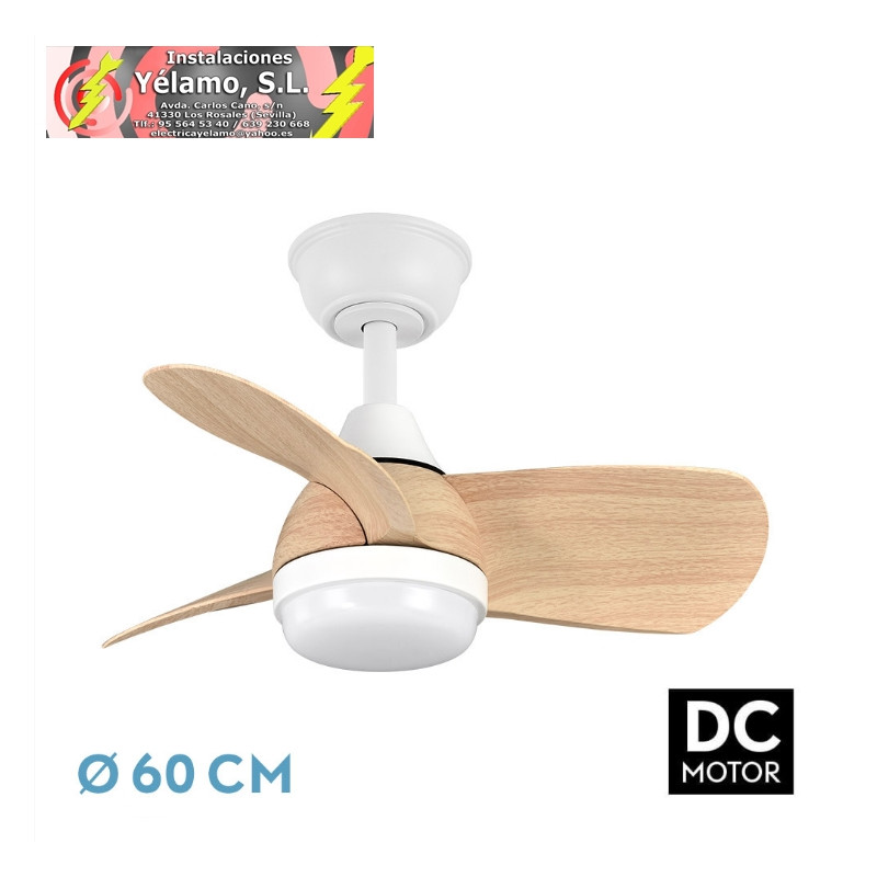 VENTILADOR DC 24W PIRDO BLANCO/HAYA 3 ASPAS 60D 2400LM 6 VELOCIDADES 3000-4500-6000K C/REMOTO, MEMORIA Y TEMPORIZADOR