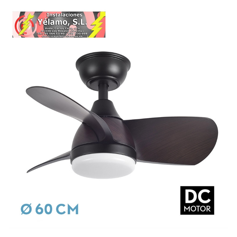 VENTILADOR DC 24W PIRDO NEGRO/MARRON 3 ASPAS 60D 2400LM 6 VELOCIDADES 3000-4500-6000K C/REMOTO, MEMORIA Y TEMPORIZADOR
