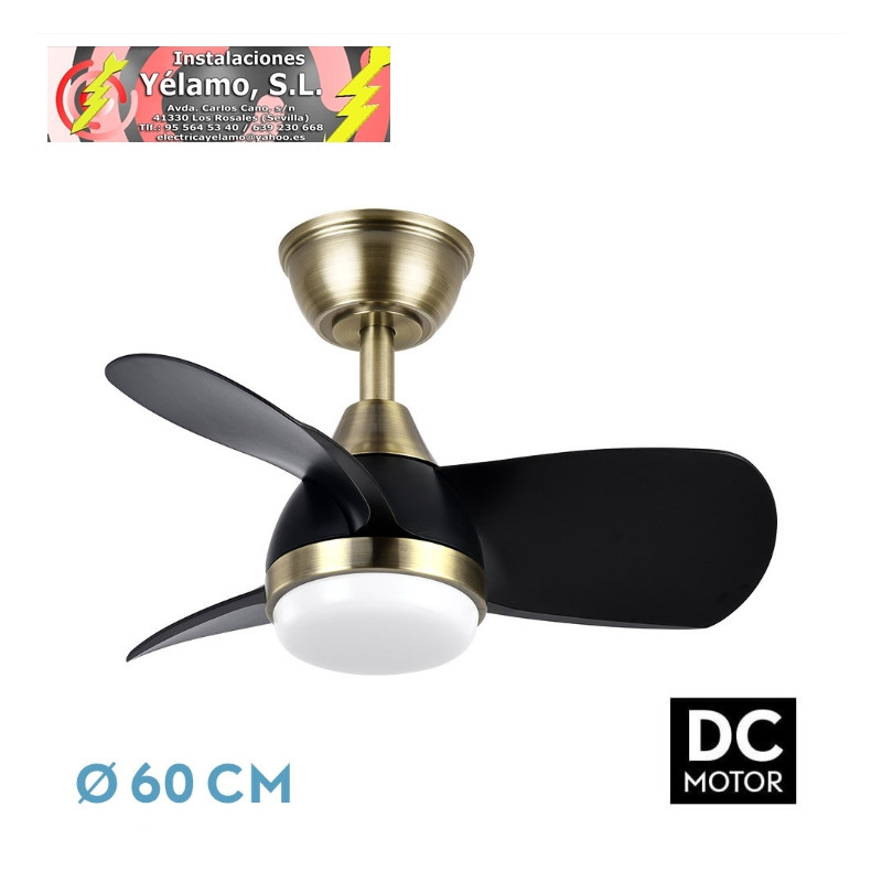 VENTILADOR DC 24W PIRDO CUERO/NEGRO 3 ASPAS 60D 2400LM 6 VELOCIDADES 3000-4500-6000K C/REMOTO, MEMORIA Y TEMPORIZADOR