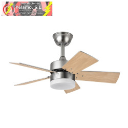 VENTILADOR DC MARTA 36W NIQUEL 5 ASPAS REVERSIBLES HAYA/PLATA 41X76D 3060LM C/REMOTO, MEMORIA Y TEMPORIZADOR 3000K,4000K,6000K
