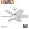 VENTILADOR DC ALVES 2XE27 BLANCO CON 6 ASPAS REVERSIBLES BLANCO/HAYA 41X85D C/ REMOTO Y TEMPORIZADOR