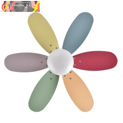 VENTILADOR DC ALVES 2XE27 BLANCO 6 ASPAS REVERSIBLES PASTEL/NITENSO 41X85D C/ REMOTO Y TEMPORIZADOR