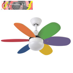VENTILADOR DC ALVES 2XE27 BLANCO 6 ASPAS REVERSIBLES PASTEL/NITENSO 41X85D C/ REMOTO Y TEMPORIZADOR
