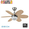 VENTILADOR DC ALVES 2XE27 NIQUEL 6 ASPAS REVERSIBLES HAYA/PLATA 41X85D C/ REMOTO Y TEMPORIZADOR