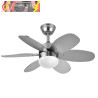 VENTILADOR DC ALVES 2XE27 NIQUEL 6 ASPAS REVERSIBLES HAYA/PLATA 41X85D C/ REMOTO Y TEMPORIZADOR