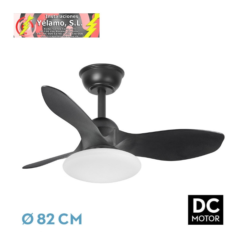 VENTILADOR DC PARAMO 36W 2880LM NEGRO 3 ASPAS 82D 3000K,4500K,6000K,REMOTO+TEMPORIZADOR+MEMORIA