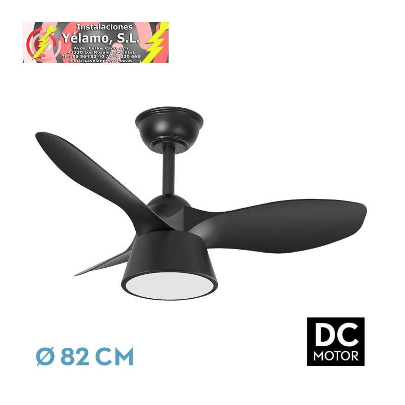 VENTILADOR DC CUBICO 36W 2680LM NEGRO 3 ASPAS 82D 3000K,4500K,6000K,REMOTO+TEMPORIZADOR+MEMORIA