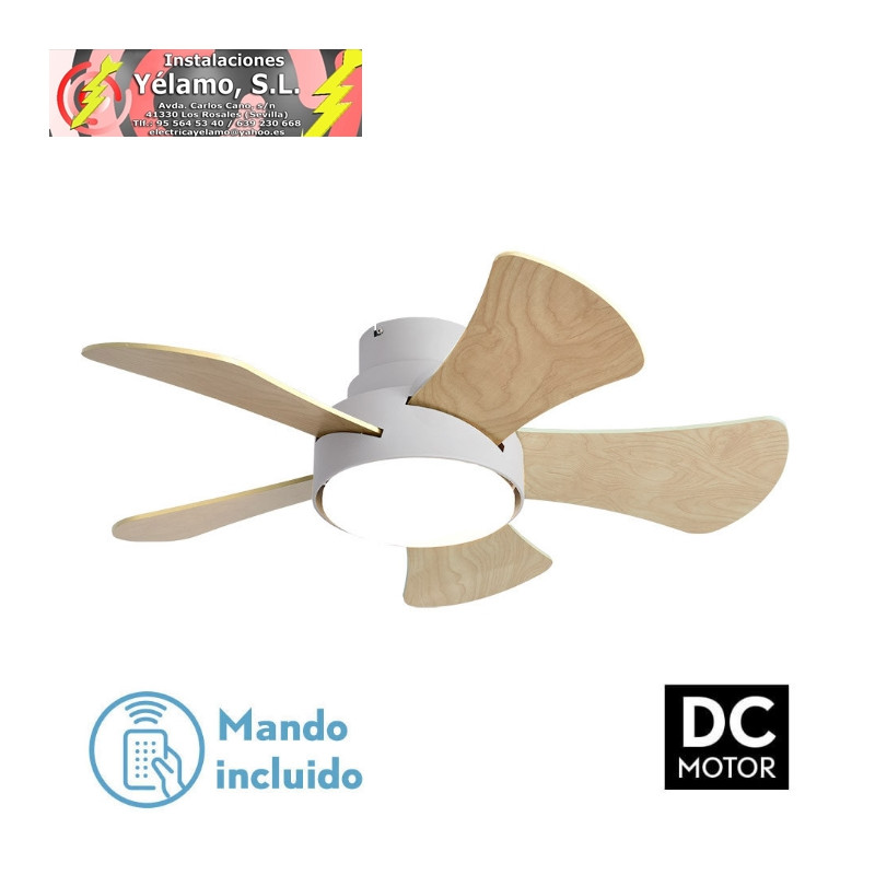VENTILADOR 25W DC BLANCO GREGARIO 5 ASPAS REVERSIB BLANCO/HAYA 6 VELOC 3000-4000-6000K 82D REMOTO,MEMORIA Y TEMPORIZADOR