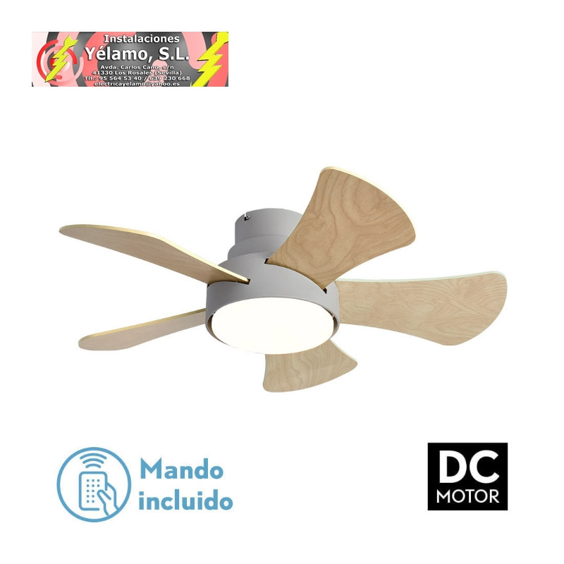 VENTILADOR 25W DC GRIS GREGARIO 5 ASPAS REVERSIBLES BLANCO/HAYA 6VEL.3000-4000-6000K 82D REMOTO,MEMORIA Y TEMPORIZADOR