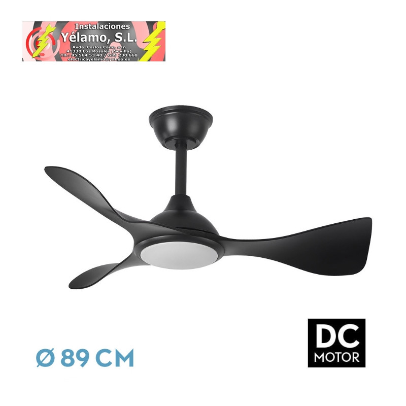 VENTILADOR DC CAIMAN 36W 3600LM NEGRO 89D 3ASPAS 6VEL 3000-4500-6500K REMOTO+REG.INTENSIDAD+MEMORIA+TEMPORIZADOR