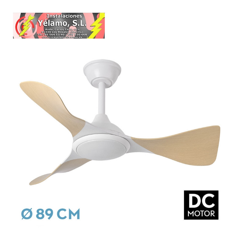 VENTILADOR DC CAIMAN 36W 3600LM BLANCO/HAYA 89D 3ASPAS 6VEL 3000-4500-6500K REMOTO+REG.INTENSIDAD+MEMORIA+TEMPORIZADOR