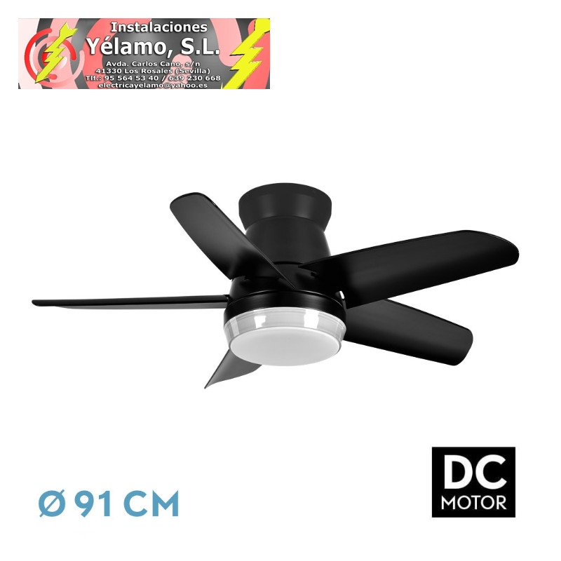 VENTILADOR DC NEUTRON 24W 2400LM NEGRO 5 ASPAS 91D 3000K,4500K,6000K,REMOTO+TEMPORIZADOR+MEMORIA
