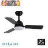 VENTILADOR DC PORTICO 20W NEGRO 3 ASPAS NEGRO/GRIS 6VEL. 3000K,4000K,6500K 2350LM REMOTO, MEMORIA Y TEMPORIZADOR 91,4D
