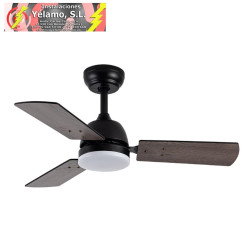 VENTILADOR DC PORTICO 20W NEGRO 3 ASPAS NEGRO/GRIS 6VEL. 3000K,4000K,6500K 2350LM REMOTO, MEMORIA Y TEMPORIZADOR 91,4D