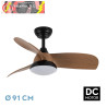 VENTILADOR DC ATOMO 24W NEGRO 3ASPAS MADERA OSCURA 91D 2640LM 3000K,4000K,6000K REMOTO+MEMORIA+TEMPORIZADOR